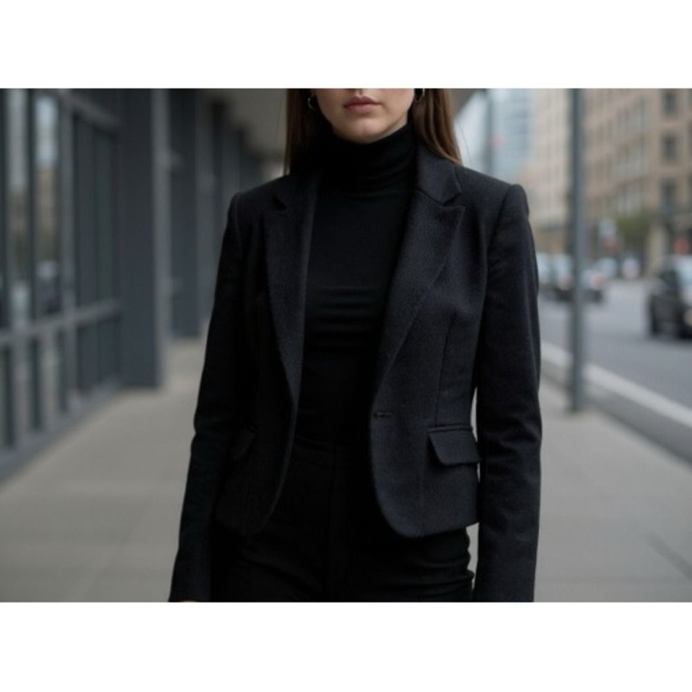 Forever 21 Black Textured Cropped Blazer Jacket Womensā Size S business casual
